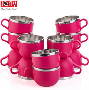 Jony Pack of 12 Plastic, Steel Premium Quality Chai, Tea & Coffee Cup Set - Elegant & Durable for Daily Use