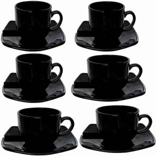 SMILERY Bone China Bp bharat Fine Bone China Full Black Tea Cup 6, and Saucer 6, 180MI