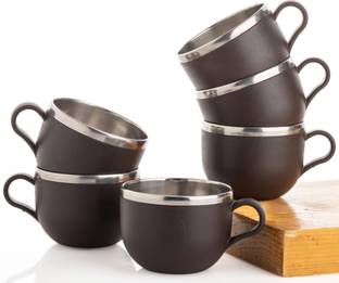 SPEACK Pack of 6 Plastic, Steel Premium Quality Chai, Tea & Coffee Cup Set - Elegant & Durable for Daily Use