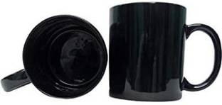 love unlimited Pack of 2 Bone China Black Pipe Medium Size Tea Cups Set | Coffee Mugs for Home Office Use