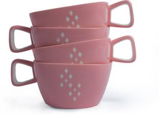 Lumiset Pack of 4 Plastic Pack of 4 Plastic Solid Square coffee/tea cup| 100% food grade BPA free| 150ml