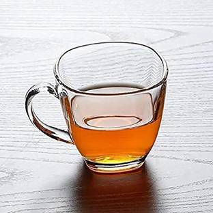 ANOXA Pack of 6 Glass Square Shaped Crystal Clear Tea Coffee Glass Cup hot Chocolate Cappuccino-140ml