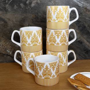 Moon Dust Pack of 6 Ceramic Moondust Beautiful Golden Design Pattern Printed