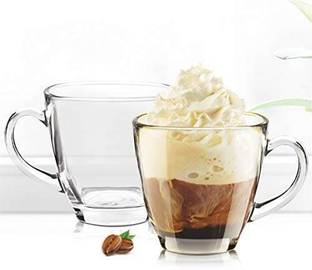 Dakshayanii Glass Square Crystal Clear Tea Cup with Convenient Solid Handle Cups