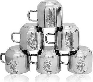 jai shri sons Pack of 6 Stainless Steel High Polish Double Wall Tea & Coffee Cups for Home & Office