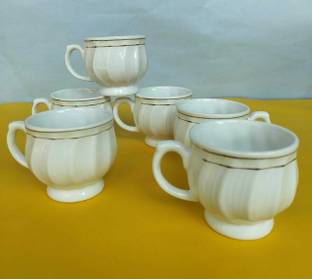 RAGHAV EMPORIUM Pack of 6 Ceramic Premium Kareena Design Tea Coffee cup set for Home Office