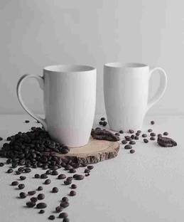 Sarsawal Pack of 2 Porcelain Best Porcelain White Mugs For coffee/Tea