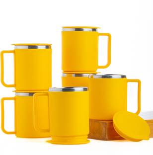 Jony Pack of 6 Plastic, Steel Premium Quality Chai, Tea & Coffee Cup Set - Elegant & Durable for Daily Use