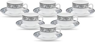 LAOPALA Pack of 12 Opalware Persian Grey 160 ml Cup Saucer Set
