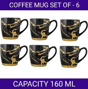 MDNSHO Pack of 6 Ceramic FINE CERAMIC DESIGNER TEA CUP AND COFFEE MUG