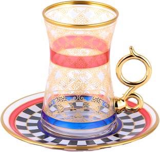 guzel Pack of 12 Glass Beautiful Turkish Tea Cup Set (CPMC555)