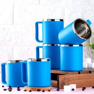 SPEACK Pack of 6 Plastic, Steel Premium Quality Chai, Tea & Coffee Cup Set - Elegant & Durable for Daily Use