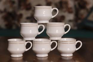 KIKI CREATION Pack of 6 Bone China, Ceramic Bone chain tea cup set