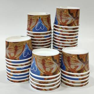 Paricott Pack of 100 Paper Ice Cream Cup 100ml Design -1 (Pack of 100 Cups)