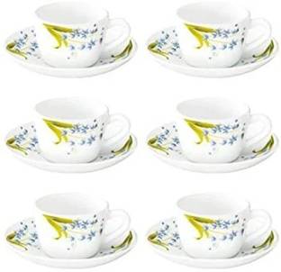 BOROSIL Pack of 1 Glass LAVENDER CUP & SAUCER SET, 145ML,12 PIECES