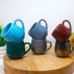 Hoshita Bone China Blue Dot Kuliya Premium Tableware Tea/Coffee Cup Set of 6 Ceramic Coffee Mug