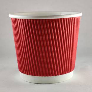 पैरिकॉट Cups 150ml Maroon Color Rippled Disposable Party for Hot Beverages (Pack of 25 Pieces) कागज़