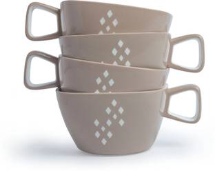 Lumiset Pack of 4 Plastic Solid Square Coffee/Tea Cup| 100% Food Grade BPA Free| 150Ml