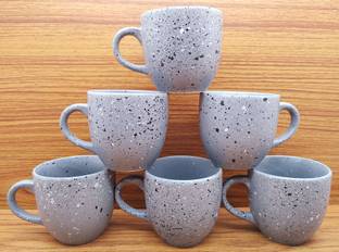 laghima jadon Pack of 6 Ceramic Coffee Cups & Tea Beautiful & Stylist U Shape Latest Marble Design Cup 150ML