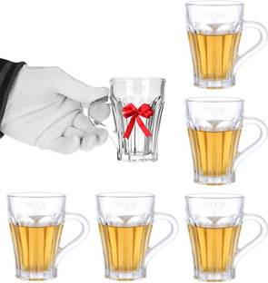 MultiZone Pack of 6 Glass 200ML Premium Glass Tea and Coffee Cup Glass Mug, Transparent,Glass Cups Set