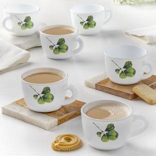 Larah by Borosil Pack of 6 Opalware Oval 140 ml Opalware Cup Set