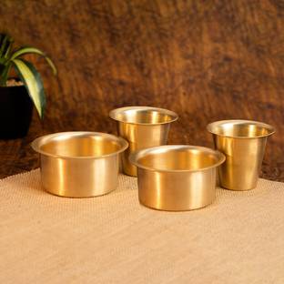 Ekhasa Brass Coffee Cup Dabara Set for Traditional Filter Coffee and Tea (Set of 2)