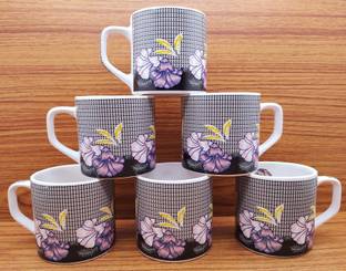 laghima jadon Pack of 6 Ceramic Coffee Cups & Tea Beautiful printed Design Cup Big Size 200ML