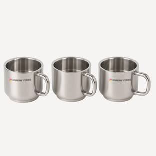 Human Hydro Pack of 3 Stainless Steel Prime Tea Cups | 3-Piece Premium Large Cups
