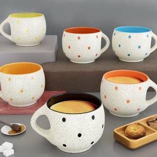 love unlimited Pack of 6 Bone China Premium WHITE PARI Tea Cups Set of 6 | Coffee Mugs for Home Office