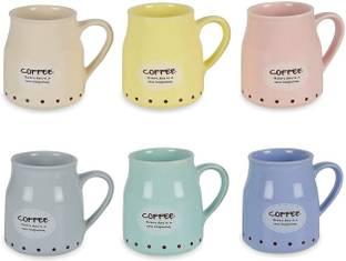 Luminescence Enterprises Pack of 6 Ceramic Luminescence Ceramic Multicolour Microwave Safe Tea & Coffee Cup Set, Pack Of 6