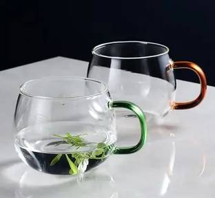 Avastro Pack of 2 Borosilicate Glass Coffee Mug Coffee Cup Drinkware Borosilicate Glass Mug Household Mug Tea Cup Mug