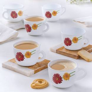 Larah by Borosil Pack of 6 Opalware Zinnia 140 ml Opalware Cup Set