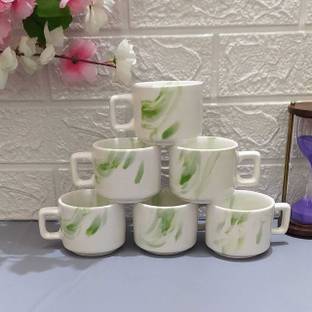 AAV WORLD Pack of 6 Ceramic Ceramic Coffee/Tea Cups Beautiful Hotel Cup Round Shape Big Size