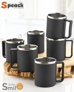 SPEACK Pack of 6 Plastic, Steel Premium Quality Chai, Tea & Coffee Cup Set - Elegant & Durable for Daily Use