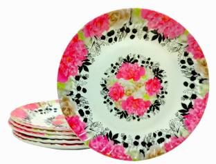 Laserbot Pack of 6 Melamine (Size- 6.3" INCH) Saucer Plate TEA CUP Saucers, Great for Servicing Cookies