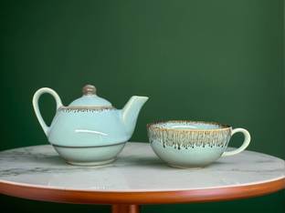 Fariya Pack of 2 Ceramic Handpainted Fine Bone Tea Set With Tea Pot Kettle,Cup - Premium Quality & Finish
