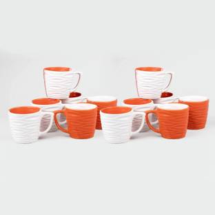 Storepedia Pack of 12 Ceramic Tea Cups Set of 12, 150ml Coffee Cup & Coffee Mug Set for Home, Office & Kitchen