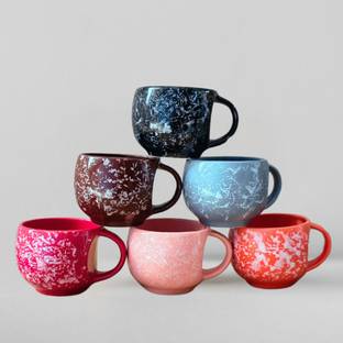 love unlimited Pack of 6 Ceramic Tea Cups Set of 6 Microwave and Dishwasher Safe, Perfect for Every Occasion