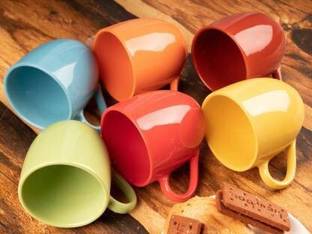 Elite Handicrafts Pack of 6 Ceramic pack of 6 colour full ceramic tea cup.