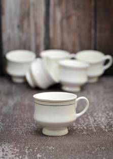 SJS Pack of 6 Bone China 03tea M O N A - 03 & coffee cup set -120ML