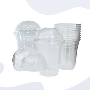 Chikhil Pack of 100 Plastic PET Glasses 250ML WITH LID