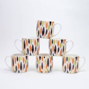 UPC Pack of 6 Bone China Festival Series Set of 6 Coffee Mugs New Modern Design Fine Bone China Ceramics Tableware, Premium Light Tea/Coffee Cups (Set of 6 Mugs in a Box)