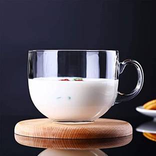 Coozico jumbo tea with Handle for juice, milk, tea etc 450ml 1pcs Glass Coffee Mug