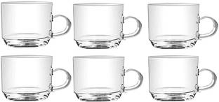 Sitaram Creation Pack of 6 Glass Pack of 6 Glass Crystal Clear Roma Glass Tea & Coffee Cup (Clear)