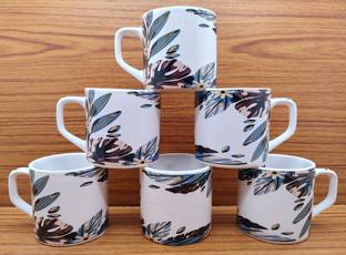 laghima jadon Pack of 6 Ceramic Tea/Coffee Cups Beach Graphic Designr Printed Beautiful & Stylist cup 200 ML