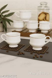 apar Pack of 6 Ceramic All New White Premium Tea Cup (Pack Of 6, White)