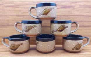 laghima jadon Pack of 6 Ceramic Coffee/Tea/Chai Cups Small Cup Latest Design 80ML (Brown & Multicolor)