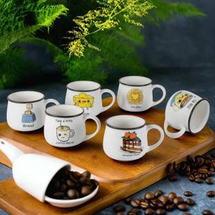 Clayora Pack of 6 Ceramic Classy Tea & Coffee Cups 200ML | Elegant Matte Finish | Microwave Safe