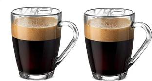 Adhunyk Pack of 2 Glass Coffee Cup Glass Mug, Used for Tea, Coffee, Green Tea, Herbal Tea,