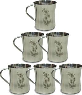 MISKU Pack of 6 Stainless Steel Stainless Steel SS CUP (Steel, Cup Set) PACK OF 6